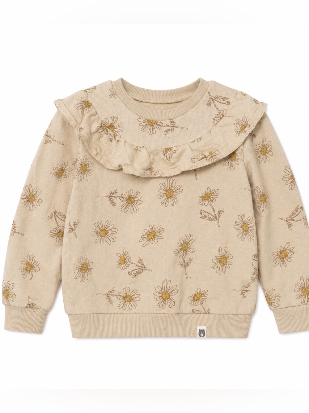 Rabbit + Bear Cream Floral Ruffle Sweater - Kids